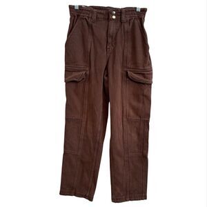 Pacsun‎ Cargo Pants Small Elastic Waist Brown Relaxed Utility High Waist Casual
